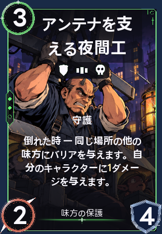 アンテナを支える夜間工