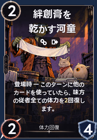 絆創膏を乾かす河童