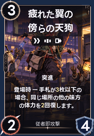 疲れた翼の傍らの天狗