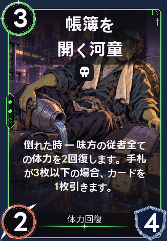 帳簿を開く河童